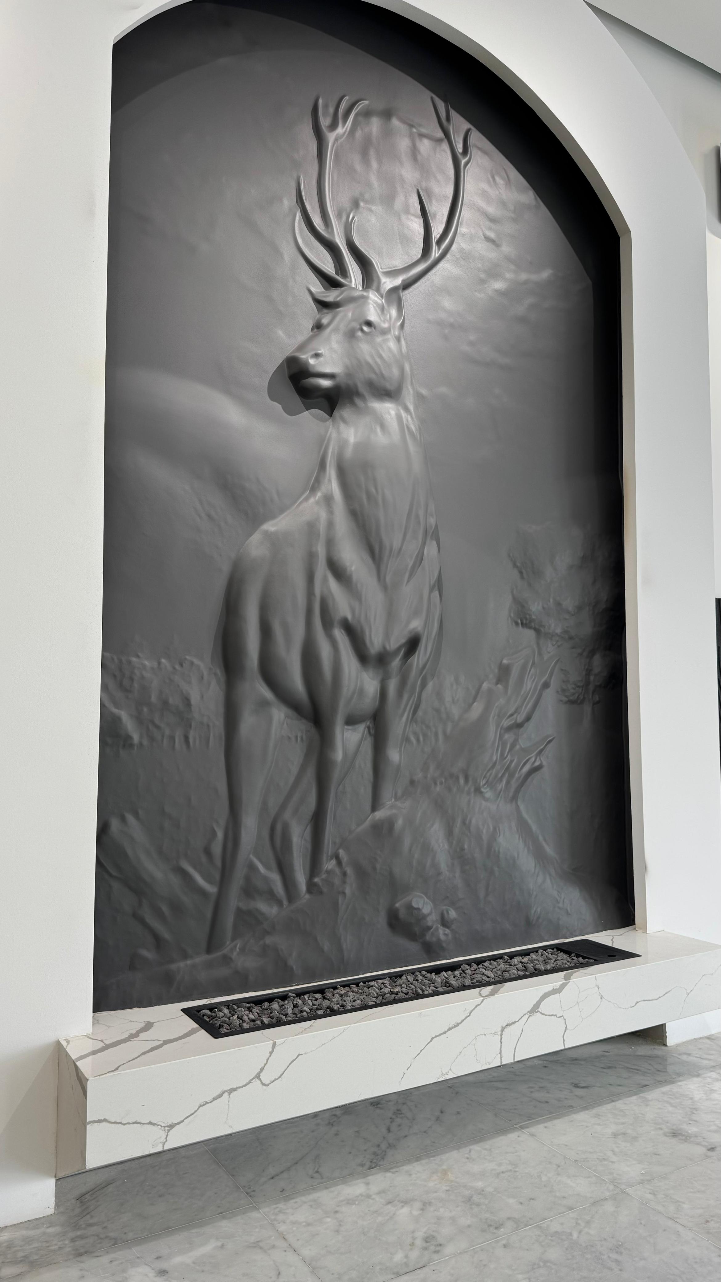 Horse Bas-Relief in Natural Basalt by MarbleVeins.