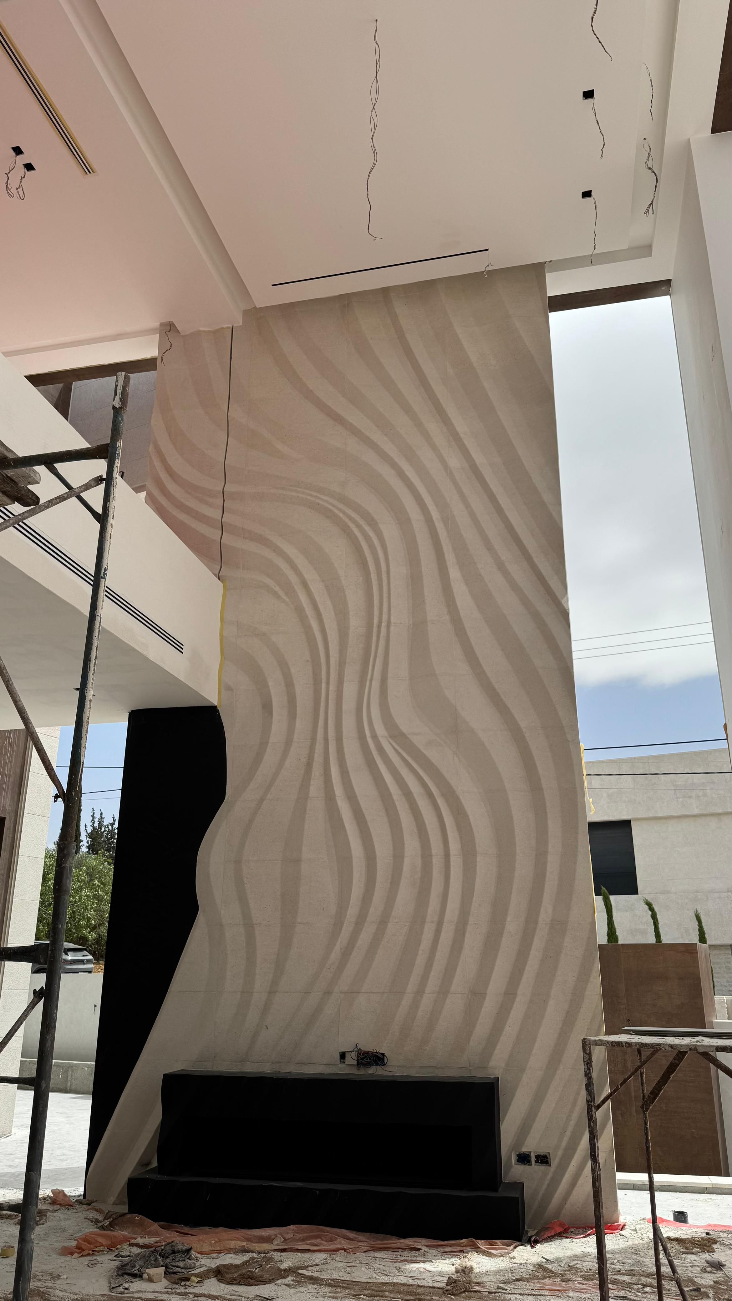 Tall Botanical Beige-Stone Relief by MarbleVeins.