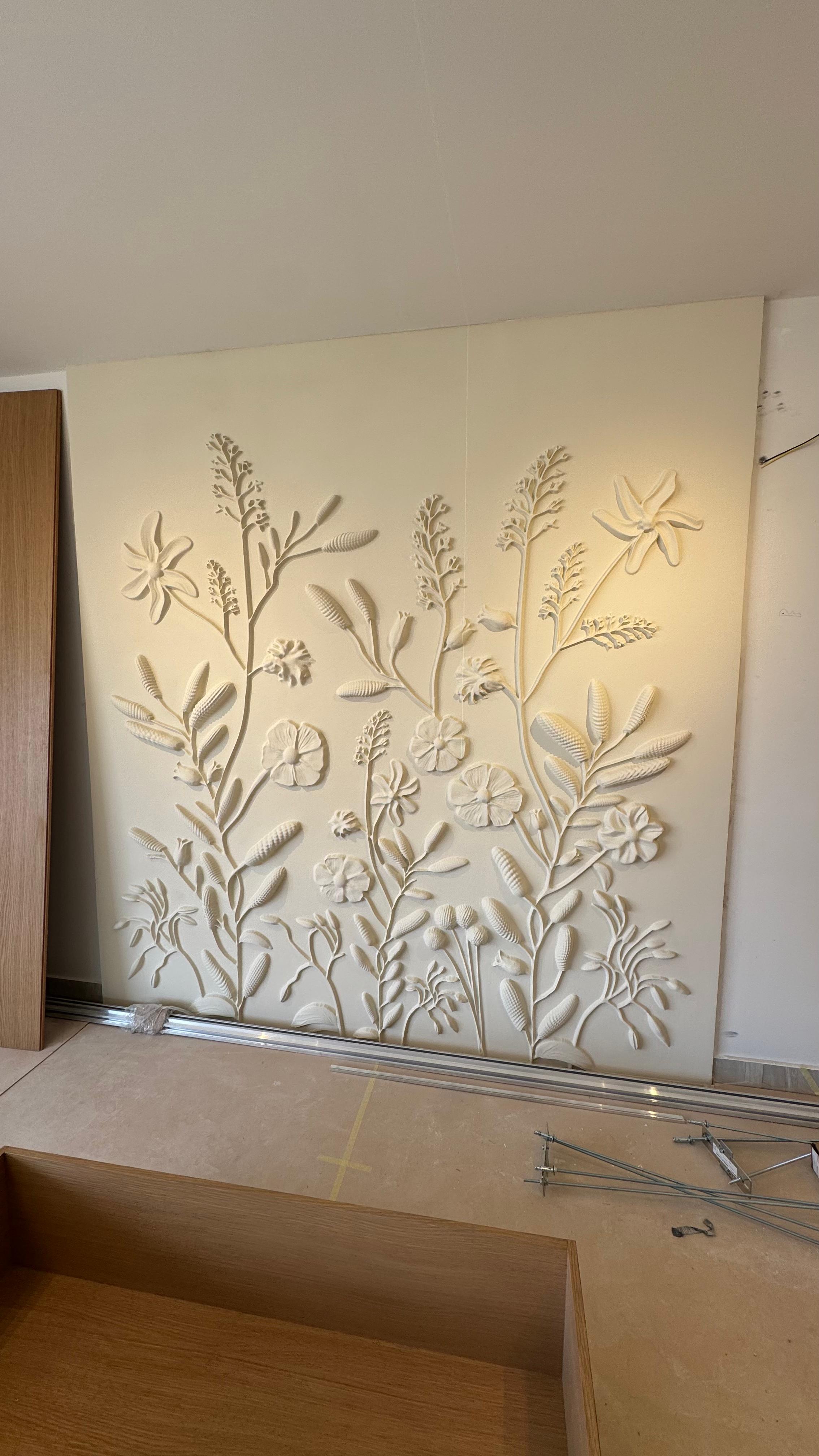 Botanical Meadow Bas-Relief Wall by MarbleVeins.