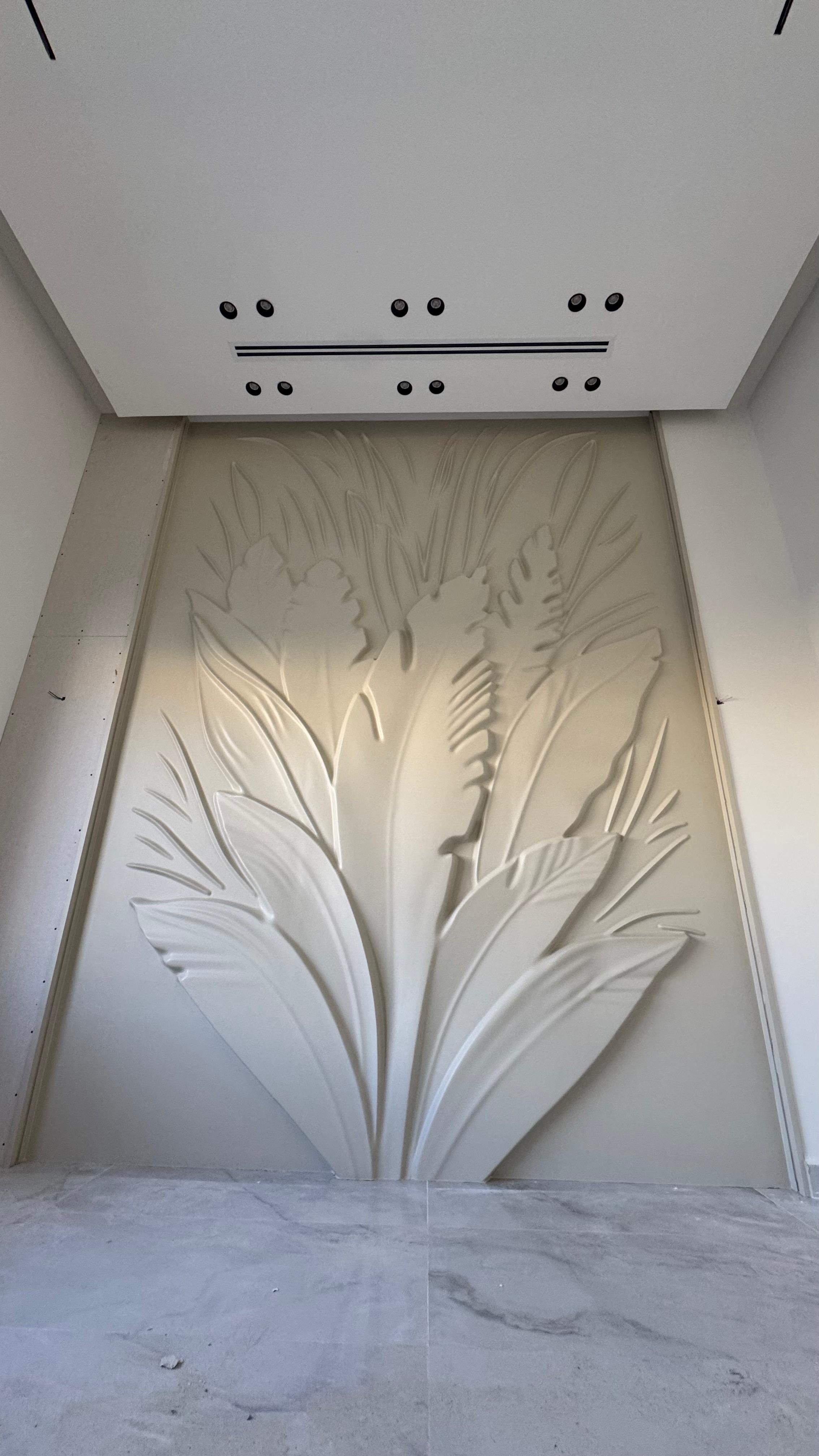Sculpted Botanical Leaf Panel by MarbleVeins.