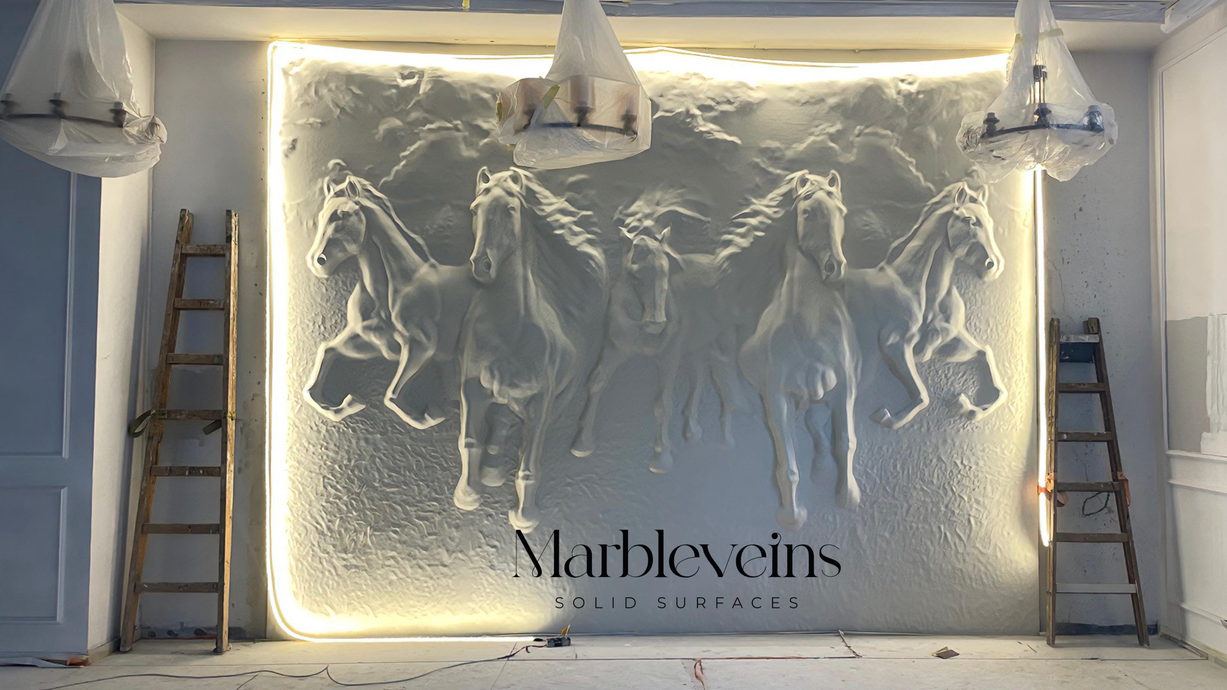 Backlit Horse Relief Panel by MarbleVeins.