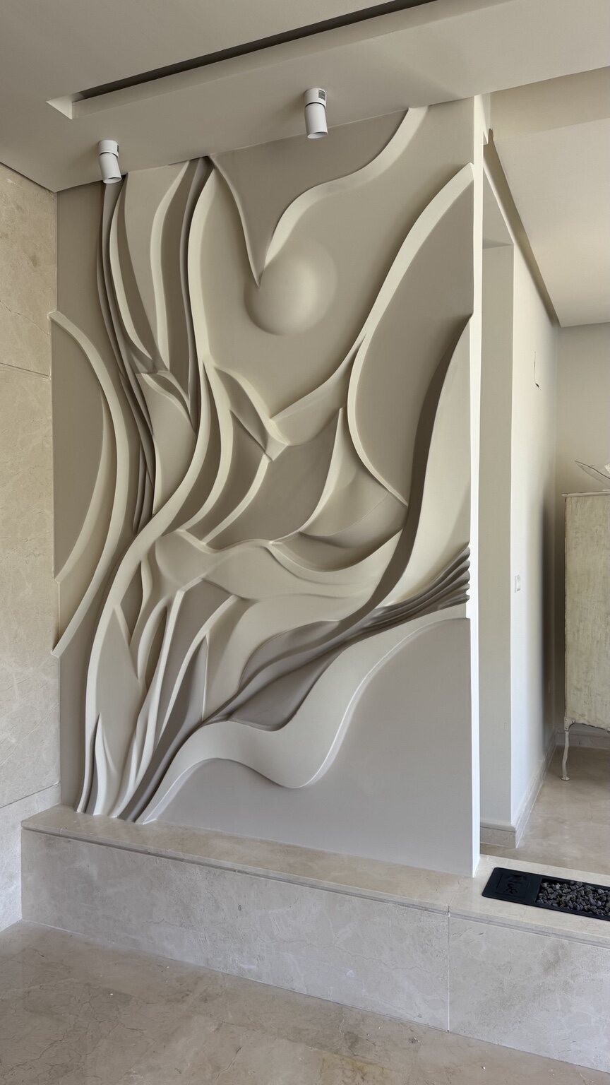 Artistic Painted Abstract Basalt Wall Relief by MarbleVeins.