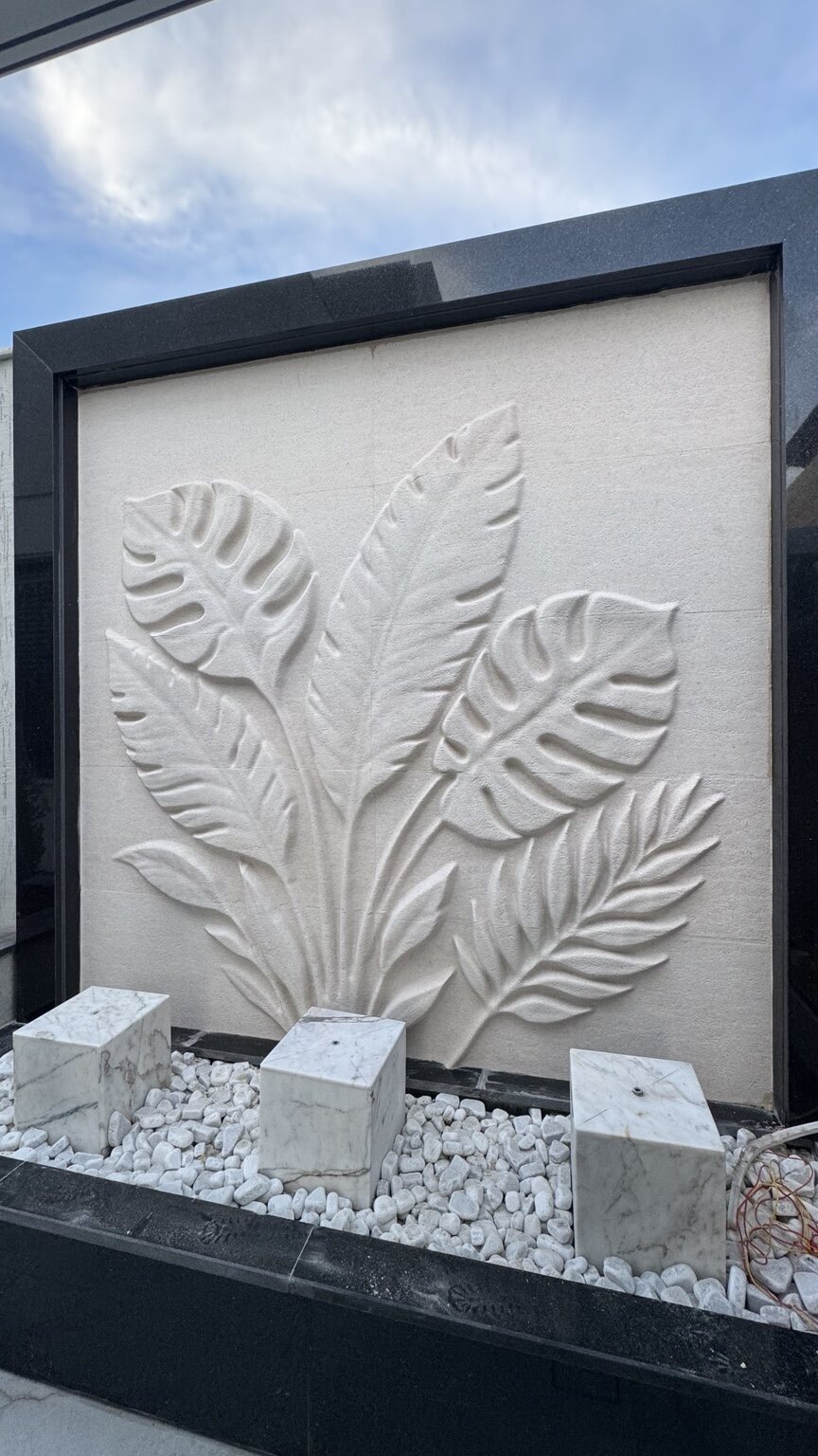 Natural Beige Stone Botanical Relief by MarbleVeins.